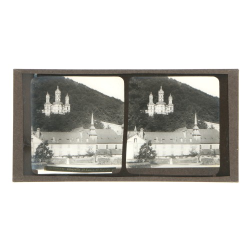 Placa estereoscópica de cristal: Santuario de Bétharram, Capilla de San Miguel y Calvario, Francia