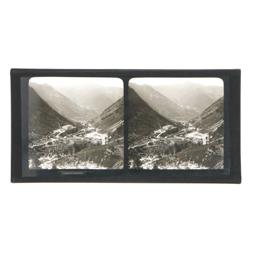 Placa estereoscópica de cristal: Vista panorámica del Valle de Cauterets, Pirineos