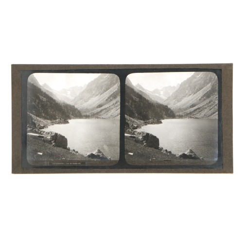 Placa estereoscópica de cristal: Cauterets, Lago de Gaube (Pirineos franceses)