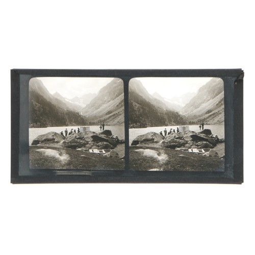 Placa estereoscópica de cristal: Vista del Lac de Gaube, Cauterets (Francia)