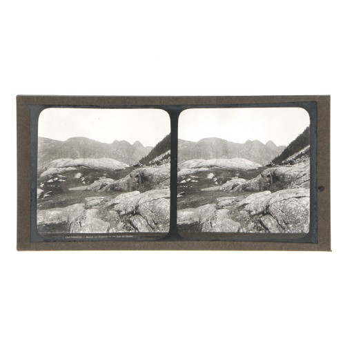 Placa estereoscópica de cristal: Cauterets, Massif du Peguère vu du Lac de Gaube
