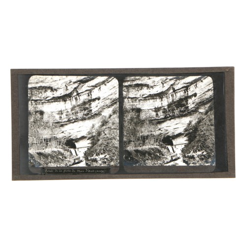 Placa estereoscópica de cristal: Entrada a la gruta de Mas d'Azil, Ariège, Francia