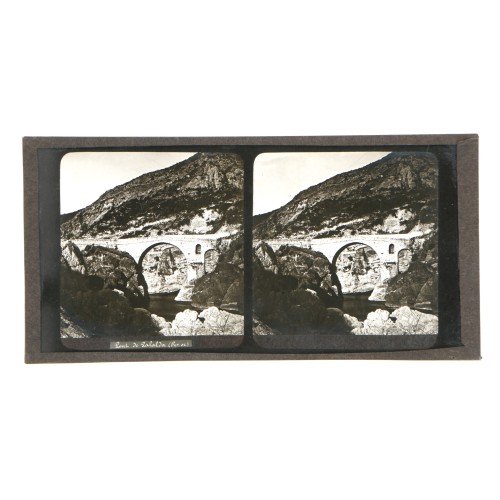 Placa estereoscópica de cristal: Pont de Palalda, Pirineos Orientales, Francia