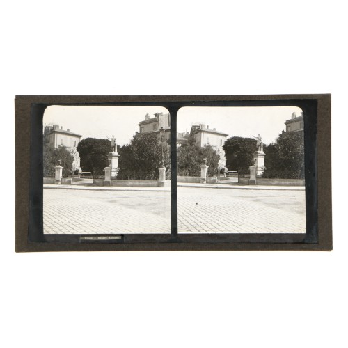 Placa estereoscópica de cristal: Jardines del Square Antonin en Nimes, Francia