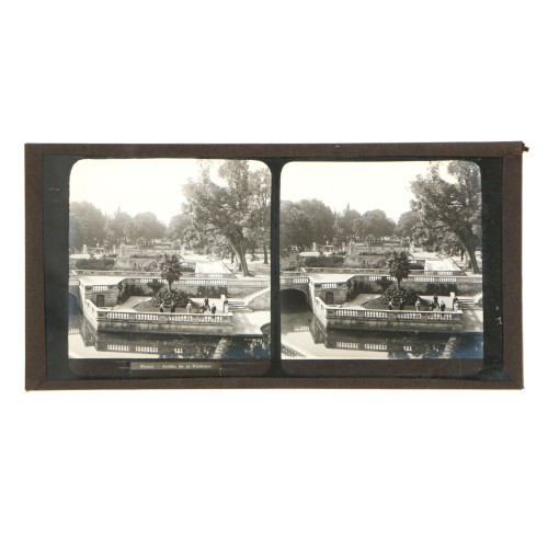 Placa estereoscópica de cristal: Jardines de la Fontaine, Nimes