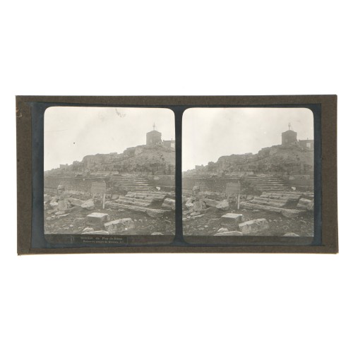 Placa estereoscópica de cristal - Sommet du Puy de Dome, Ruines du temple de Mercure