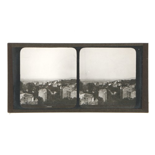 Placa estereoscópica de cristal, vista panorámica de Royat, Francia