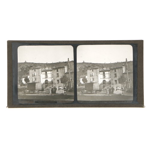 Placa estereoscópica de cristal, vista de Volvic (Francia)
