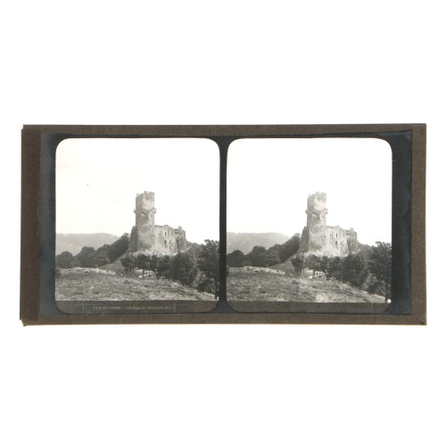 Placa estereoscópica de cristal del Castillo de Tournoël, Puy-de-Dôme