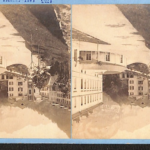 Tarjeta estereoscópica de los Eaux-Chaudes, Pirineos Atlánticos, editada por L.L.