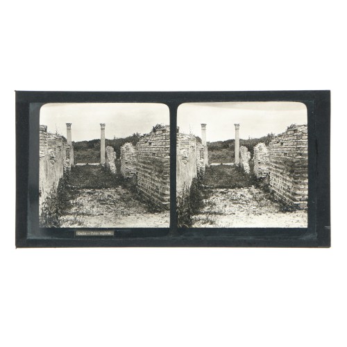 Placa estereoscópica de cristal: Ruinas del Palacio Imperial, Ostia Antica, Italia
