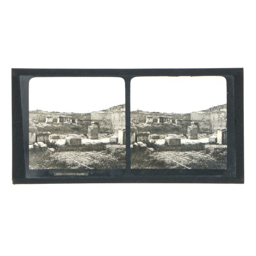 Placa estereoscópica de cristal: Ostia, Templo de Augusto