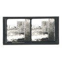 Placa estereoscópica de cristal: Ruinas de Ostia, Italia. Calle hacia el Templo de Vulcano.