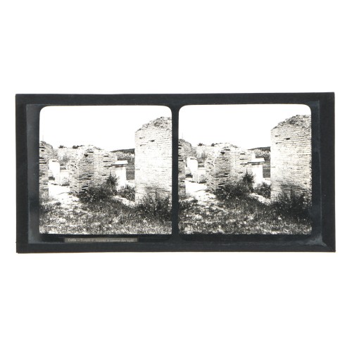 Placa estereoscópica de cristal, Ruinas de Ostia: Templo de Augusto y Avenida de las Tumbas