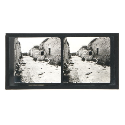 Placa estereoscópica de cristal: Ruinas de Ostia, Italia - Rue de la Fontaine