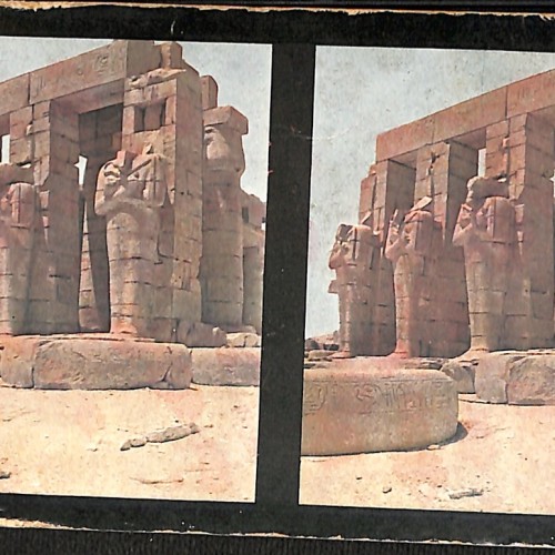 Tarjeta estereoscópica Chromoplast-Bild de Tebas, Ramesseum