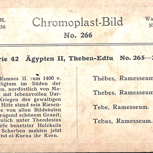 Tarjeta estereoscópica Chromoplast-Bild de Tebas, Ramesseum