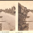Tarjeta estereoscópica de ruinas en Bapaume, Rue de Péronne