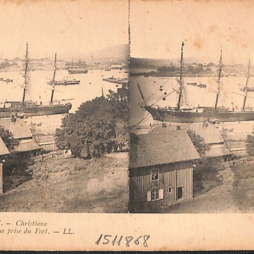 Tarjeta Postal Estereoscópica: Puerto de Christiania (Oslo), Ed. Lévy Fils & Cie
