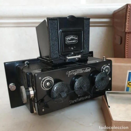 Caméra stéréo Voigtländer avec étui, plaques et châssis