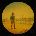 Placa de cristal para Linterna Mágica coloreada, escena militar de Napoleón