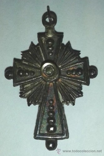 Cruz de plata con visor Virgen del Pilar S. XIX