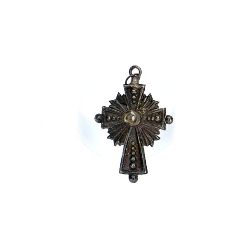 Cruz de plata con visor Virgen del Pilar S. XIX