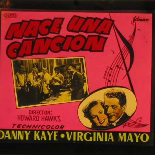 Placa de cristal para proyección: Anuncio de la película 'Nace una canción' (A Song is Born)