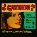 Placa de cristal para proyección cinematográfica, anuncio de la película "¿Quién?" (1970) con Romy Schneider.