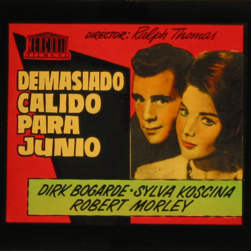 Placa de cine para proyección del film 'Demasiado cálido para junio' (1964)