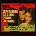 Placa de cine para proyección del film 'Demasiado cálido para junio' (1964)