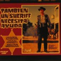 Placa de cine para proyección del film 'También un sheriff necesita ayuda' (1969)