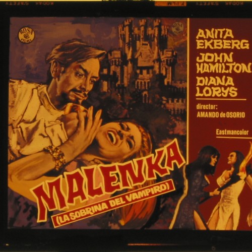 Placa de cristal para proyección cinematográfica del film 'Malenka' (1969)
