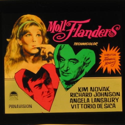 Placa de cine para Linterna Mágica, anuncio del filme 'Moll Flanders' (1965)