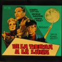 Placa de cristal para proyección cinematográfica con anuncio de la película "De la Tierra a la Luna" (1958).