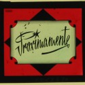 Placa de cristal para cine con anuncio "Próximamente", de estilo Art Déco