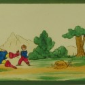 Placa de Linterna Mágica pintada a mano, escena del cuento "Las Botas de las Siete Leguas", N°5.