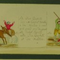 Placa de Linterna Mágica sobre Don Quijote: El combate contra los molinos y los arrieros