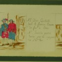 Placa de Linterna Mágica con dos escenas de Don Quijote: Bálsamo de Fierabrás y Manteamiento de Sancho