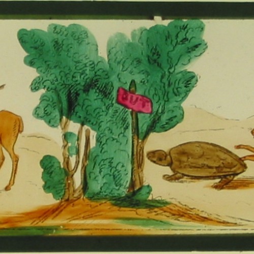 Placa panorámica para Linterna Mágica, Fábulas de La Fontaine
