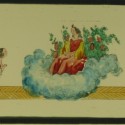 Placa de cristal para Linterna Mágica, ilustración de cuento "Peau d'âne", coloreada a mano