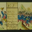 Placa de cristal para Linterna Mágica coloreada a mano, motivos militares franceses en Italia