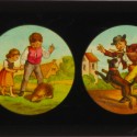 Placa de cristal para Linterna Mágica con escenas infantiles coloreadas
