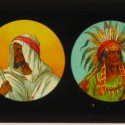 Placa de cristal para Linterna Mágica con cuatro retratos coloreados a mano (Razas del mundo)