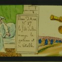 Placa de Linterna Mágica en formato tira con dos viñetas del cuento 'Peau d'Âne' (Piel de Asno).