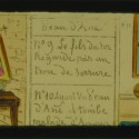 Placa de Linterna Mágica narrativa sobre la fábula de Piel de Asno, coloreada a mano