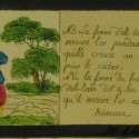 Placa de Linterna Mágica narrativa, escenas 5 y 6 de la historia de Alí Babá y los Cuarenta Ladrones.