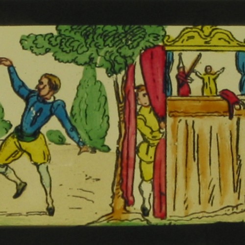 Placa de linterna mágica, serie Don Quijote de la Mancha: Las bodas de Camacho