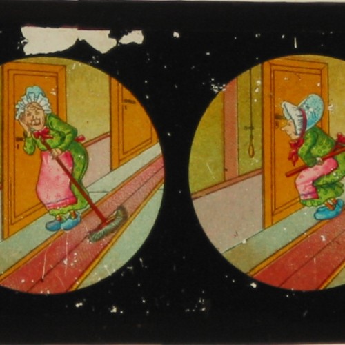 Placa de cristal para Linterna Mágica con cuatro viñetas cómicas, Georges Méliès