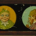 Placa de Linterna Mágica con retratos de personajes caricaturescos